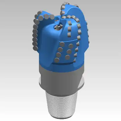 What are the key components of a three-blade oil drill bit?